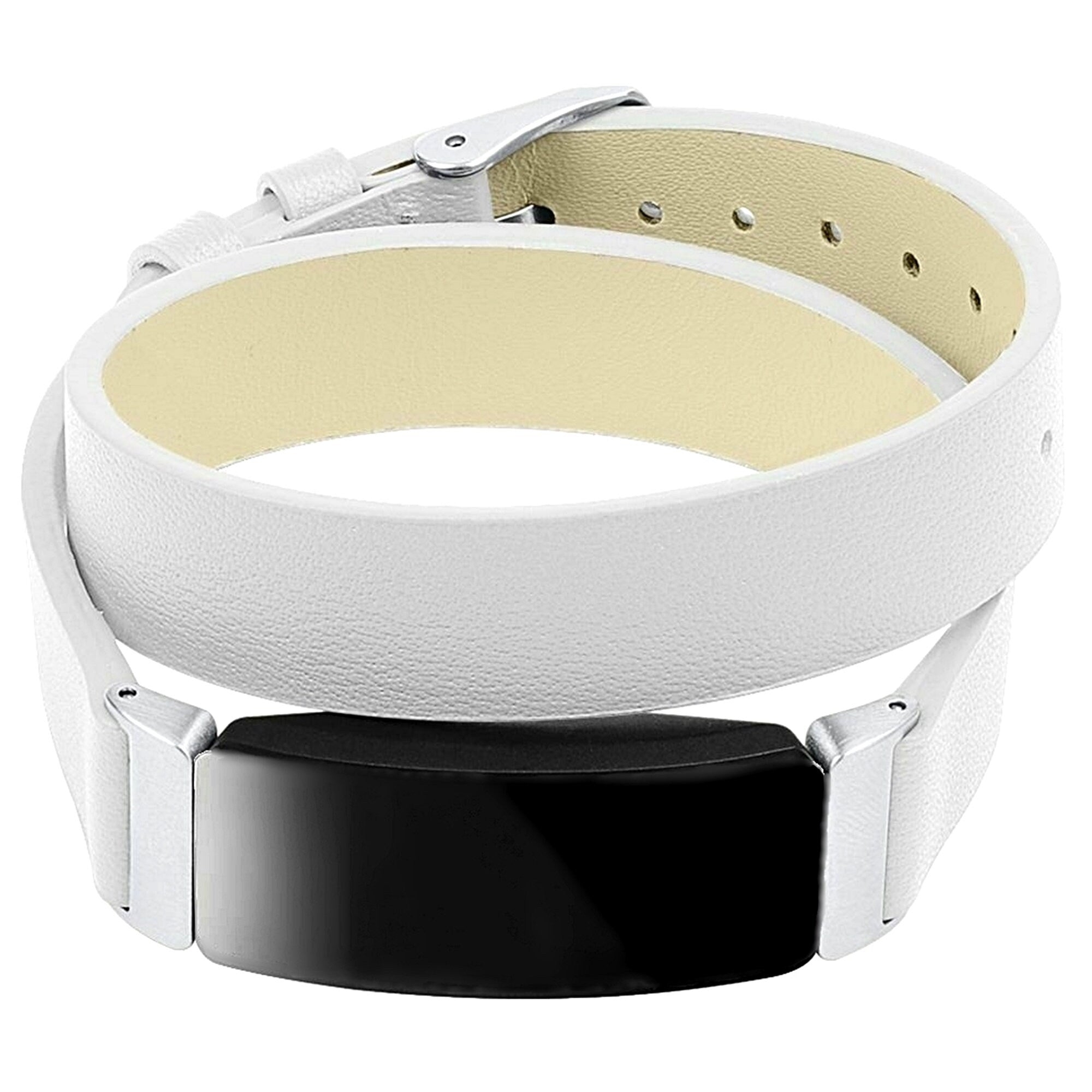 Fitbit Inspire HR and 2 New White Soft Leather Band Strap for Fitness Tracker Wristband Wrap Bracelet Quick Release Silver Black Rose Gold